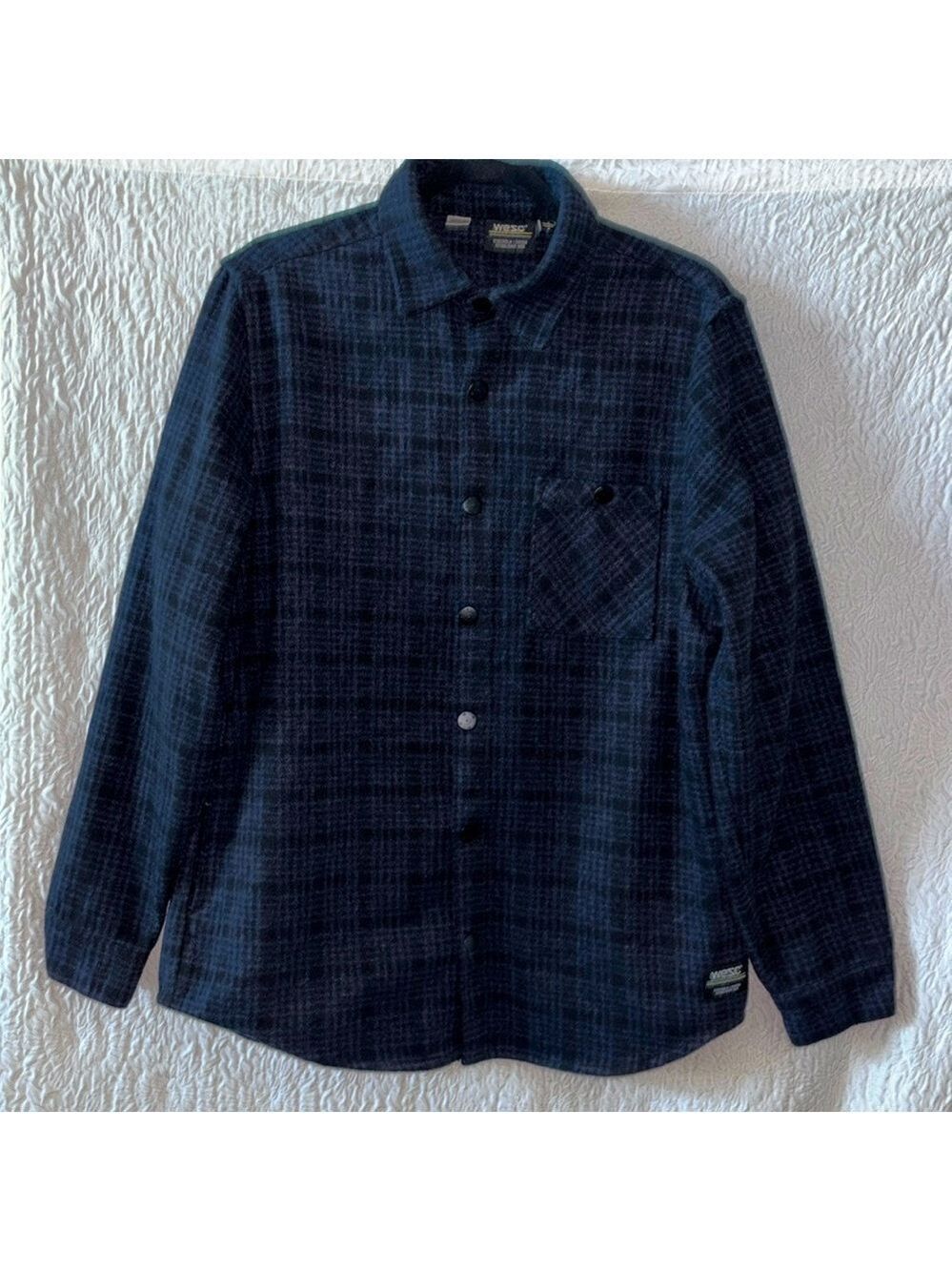 WESC Oden Unisex Stockholm/Sweden Plaid Flannel Chore Button Up Shacket Jacket